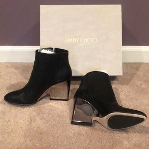 Jimmy Choo soft black leather Myth 90 booties